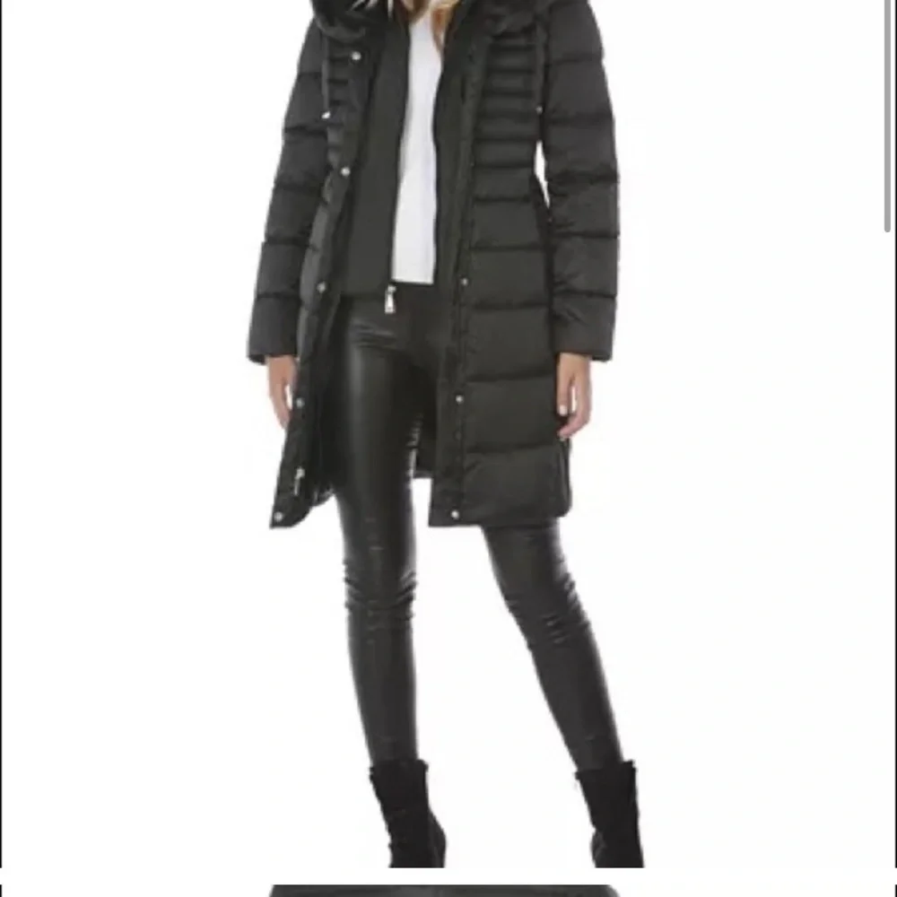 Tahari Black Mia Fitted Puffer Coat 02. - Picture 12 of 16